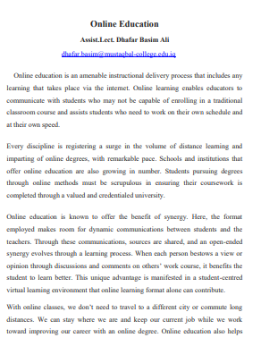 Online Education..
