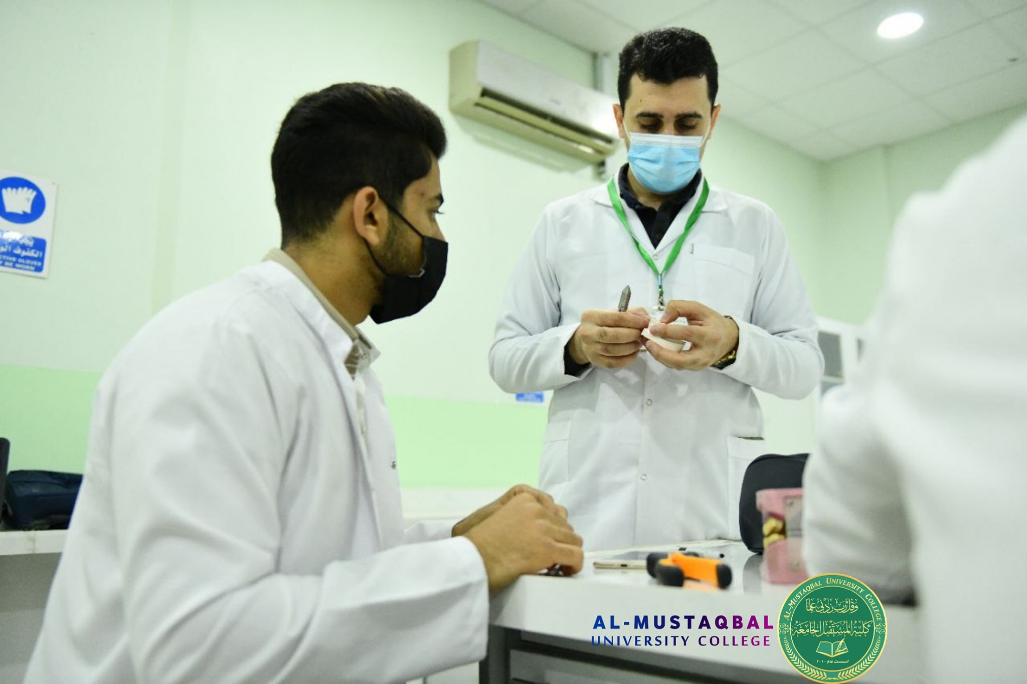 Part of the attendance at the laboratories of the Department of Dentistry at Al-Mustaqbal University College