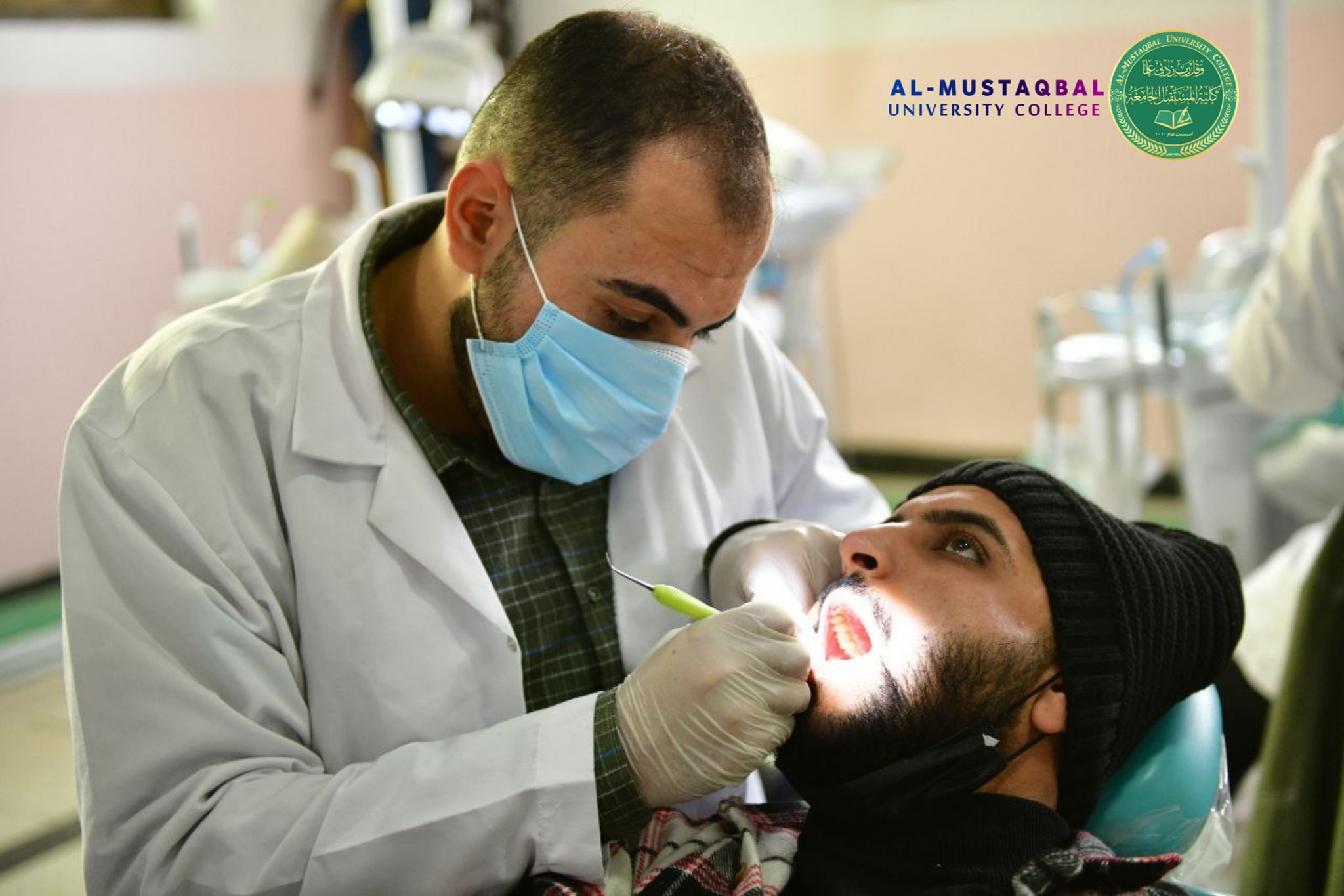 A part of the reception of the auditors in the dental clinics at Al-Mustaqbal University College for today, Wednesday, 8/12/2021