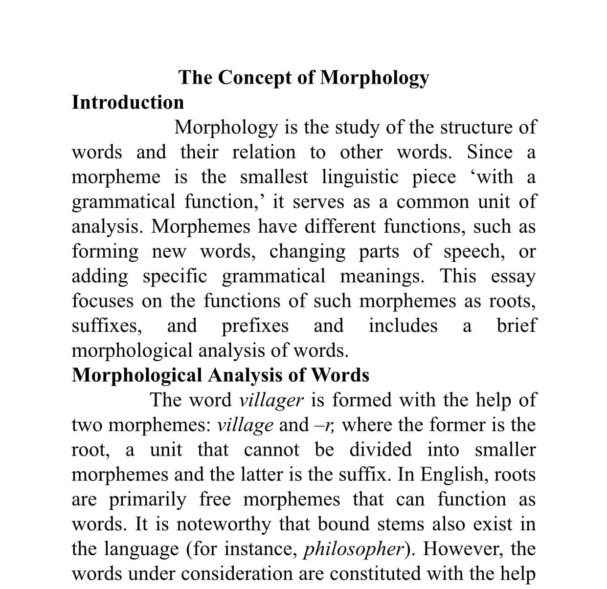 The Concept of Morphology