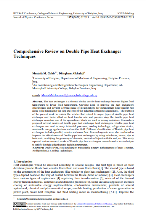 Comprehensive Review on Double Pipe Heat Exchanger Techniques