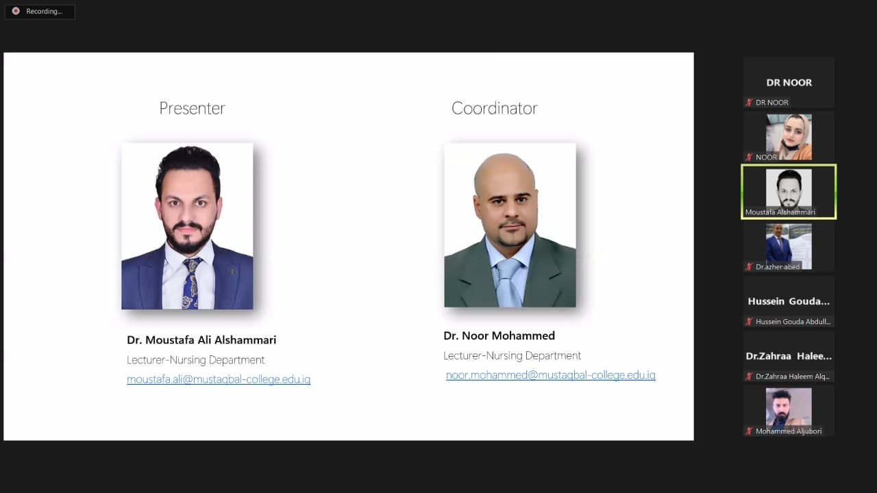 قسم التمريض في كلية المستقبل الجامعة يقيم ورشة علمية بعنوان في تحقيق اهداف التنمية المستدامة بعنوان  (المحاكاة الافتراضية للممارسات التمريضية: Virtual Simulation for Nursing ) 