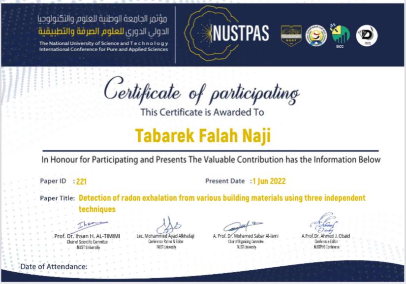مشاركة مؤتمر في الجامعة الوطنية للعلوم والتكنلوجيا