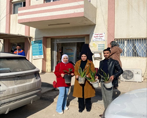 قسم تقنيات التخدير يقوم بحملة تشجير في مركز شهيد الاسلام الصحي 