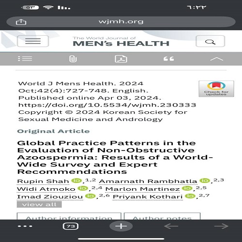 A joint research was published by Dr. Nour Karim Damd Al-Fatlawi with a global team that includes hundreds of researchers from different countries of the world within the Global Fertility Forum in America