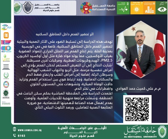 الأستاذ علي كميت حمد يجري دراسة حالة ميدانية حول أثر تصنيع الفحم داخل المناطق السكنية في ضوء أهداف التنمية المستدامة