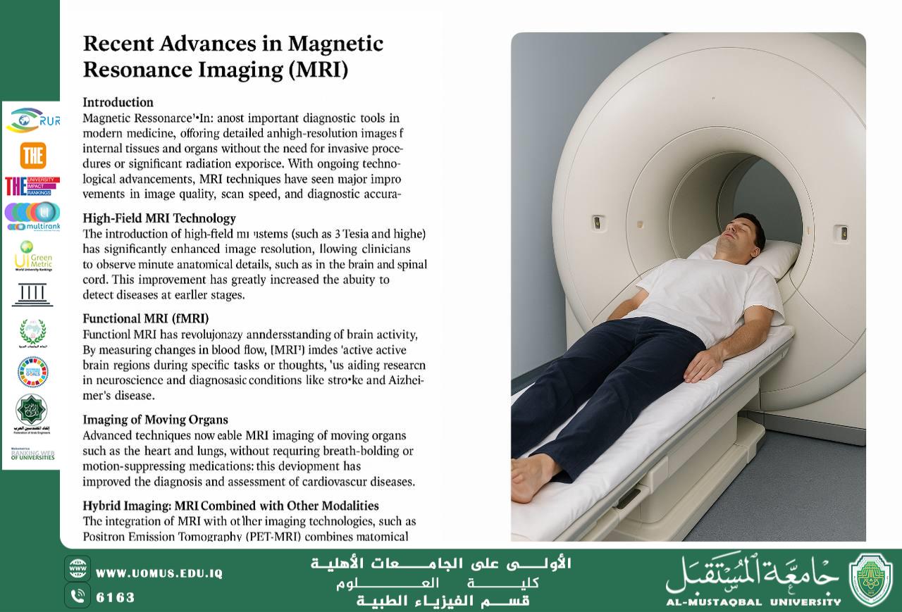A scientific article by the teaching assistant (Maryam Reda Al-Sharaa) entitled “Recent developments in magnetic resonance imaging (MRI)”