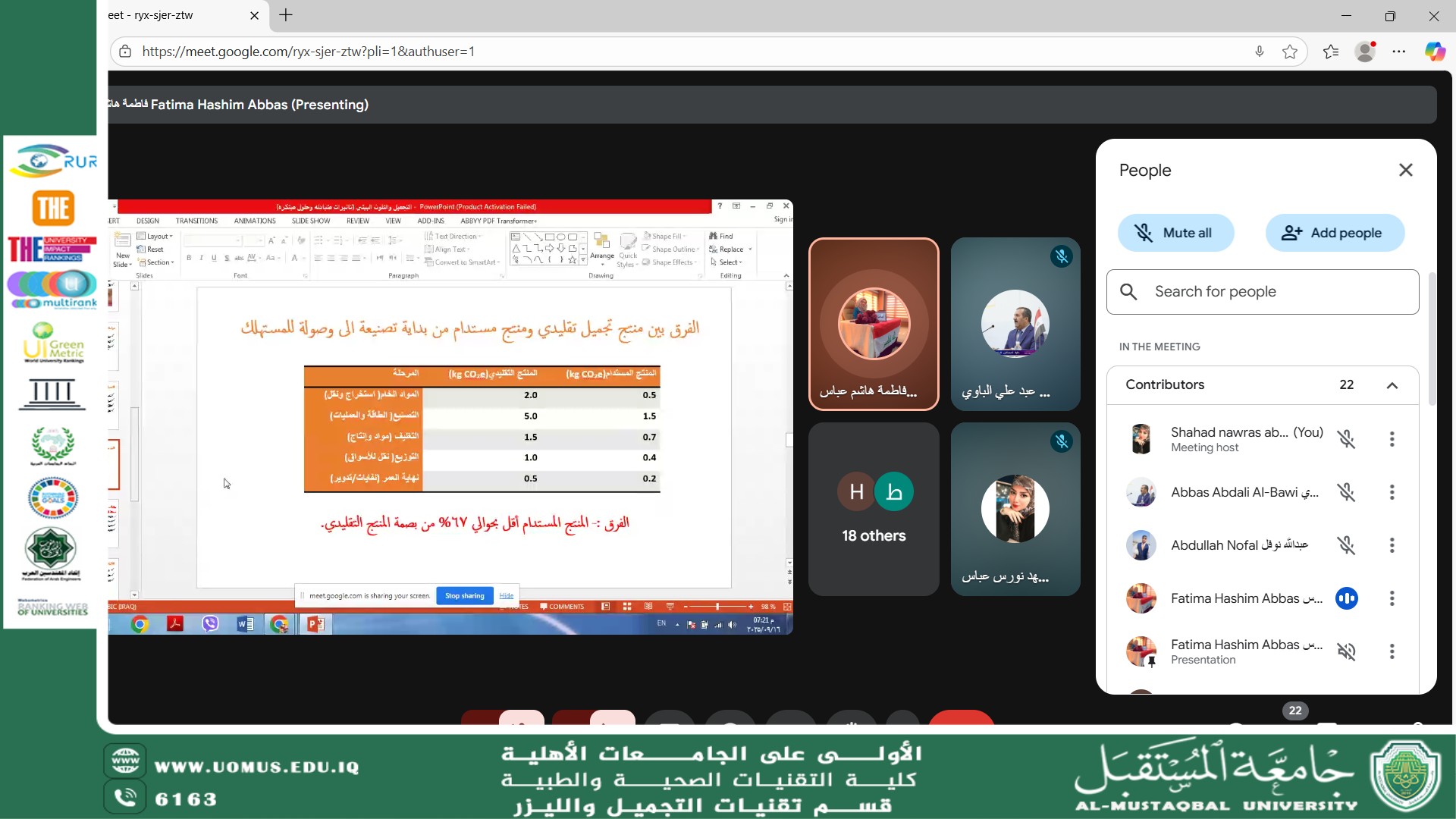قسم تقنيات التجميل والليزر يقيم ورشة عمل عن "التجميل والتلوث البيئي"