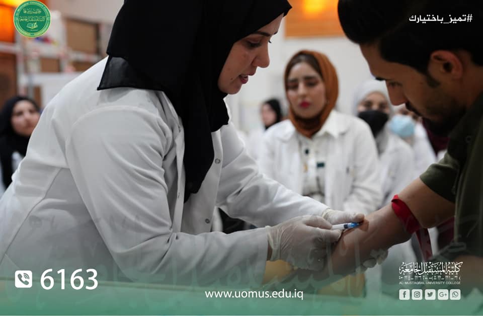 جانب من الورشة العلمية التعليمية التي اقامها قسم تقنيات المختبرات الطبية في كلية المستقبل الجامعة